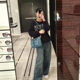 샤넬 25C 워시드 데님 골드톤 메탈 호보백 제니백-3030